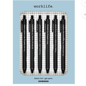 Worklife snifty gel pen set- funny sayings